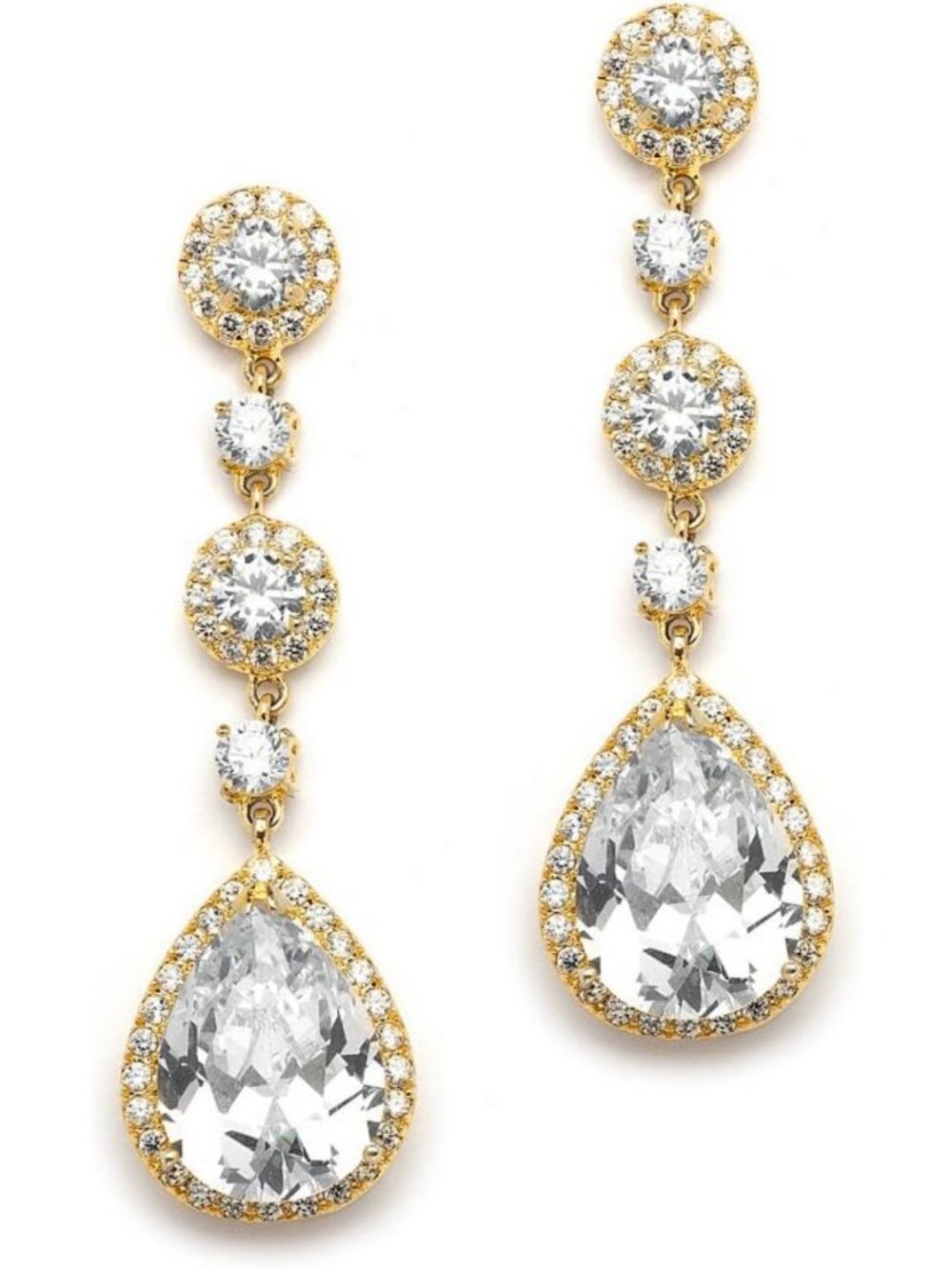 Elegant CZ Dangle Drop Earrings for Women - Clip-On or Pierced, Silver/Gold/Rose